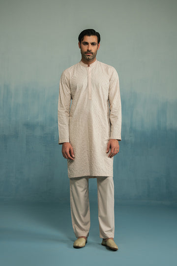 'Cream' Embroidered Kurta Pajama